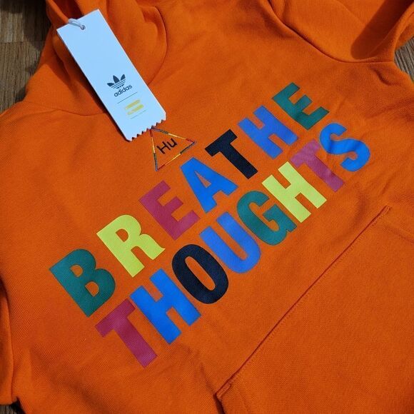 Adidas NMD Hu Pharrell Williams Humanrace Youth Medium M Orange Fleece Hoodie - Picture 11 of 14